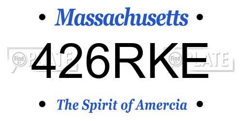 426RKE Massachusetts License Plate