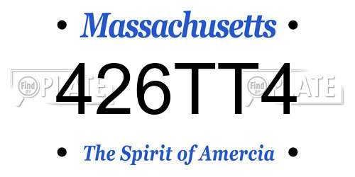 426TT4 Massachusetts License Plate