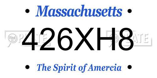 426XH8 Massachusetts License Plate