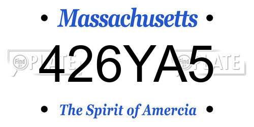426YA5 Massachusetts License Plate