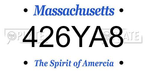 426YA8 Massachusetts License Plate