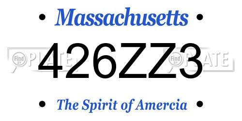 426ZZ3 Massachusetts License Plate