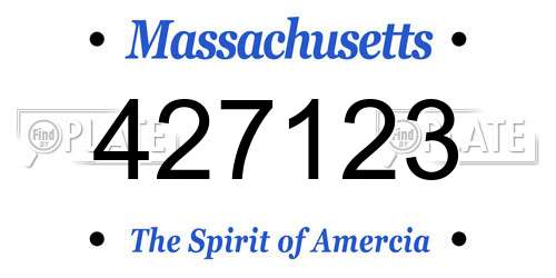 427123 Massachusetts License Plate