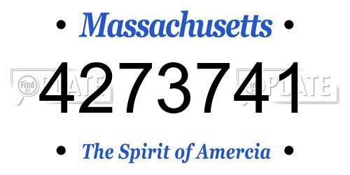 4273741 Massachusetts License Plate
