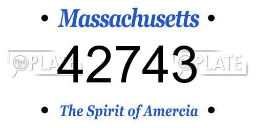 42743 Massachusetts License Plate