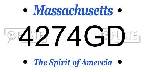 4274GD Massachusetts License Plate