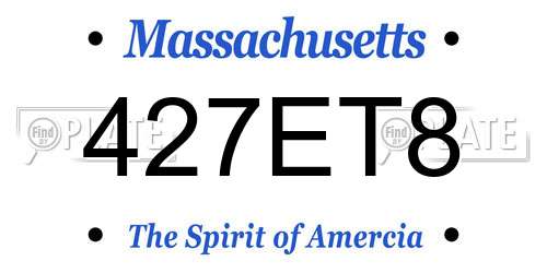 427ET8 Massachusetts License Plate