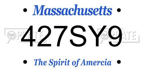 427SY9 Massachusetts License Plate