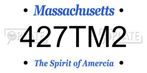 427TM2 Massachusetts License Plate
