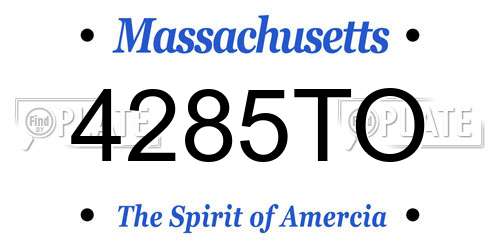 4285TO Massachusetts License Plate