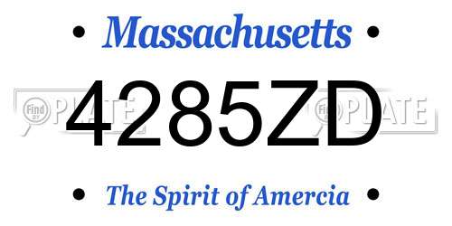 4285ZD Massachusetts License Plate