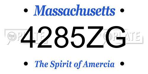 4285ZG Massachusetts License Plate