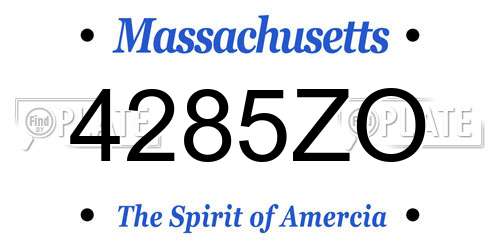 4285ZO Massachusetts License Plate