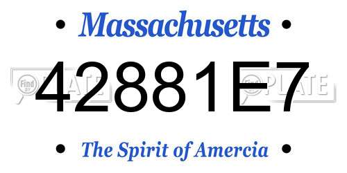 42881E7 Massachusetts License Plate