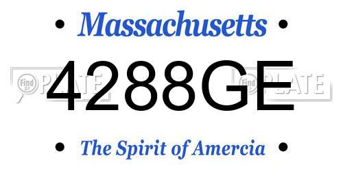 4288GE Massachusetts License Plate