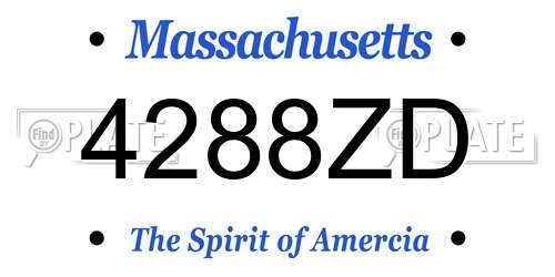 4288ZD Massachusetts License Plate