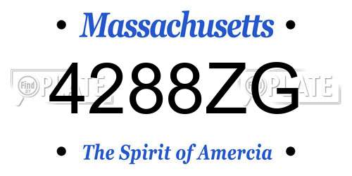 4288ZG Massachusetts License Plate