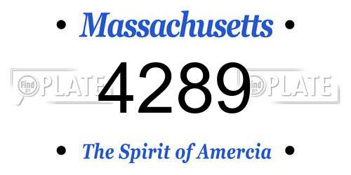 4289 Massachusetts License Plate