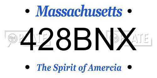 428BNX Massachusetts License Plate