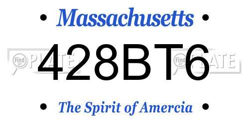 428BT6 Massachusetts License Plate