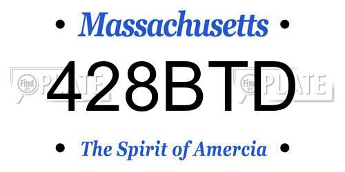 428BTD Massachusetts License Plate