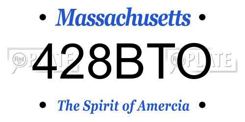 428BTO Massachusetts License Plate