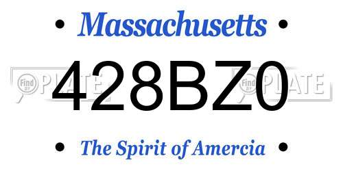 428BZ0 Massachusetts License Plate