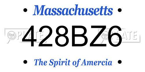 428BZ6 Massachusetts License Plate