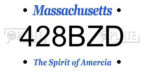428BZD Massachusetts License Plate
