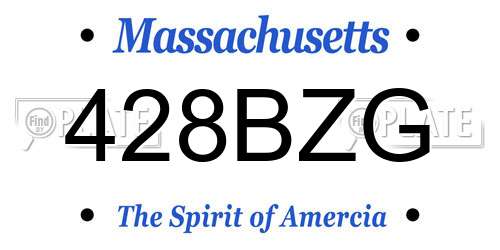 428BZG Massachusetts License Plate