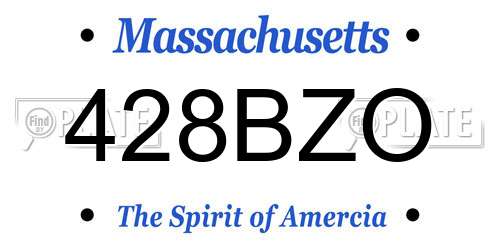 428BZO Massachusetts License Plate