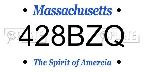 428BZQ Massachusetts License Plate