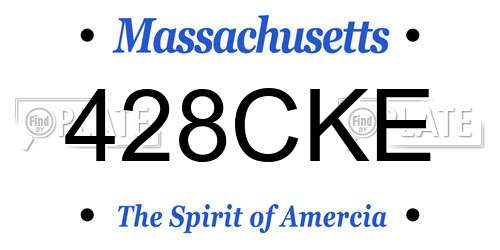 428CKE Massachusetts License Plate