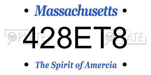 428ET8 Massachusetts License Plate