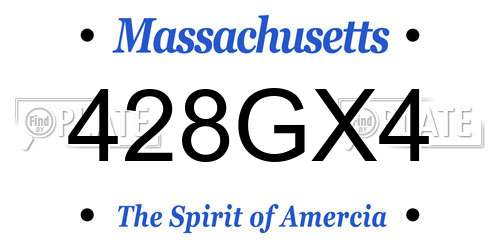 428GX4 Massachusetts License Plate