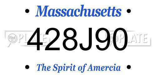 428J90 Massachusetts License Plate