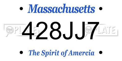 428JJ7 Massachusetts License Plate