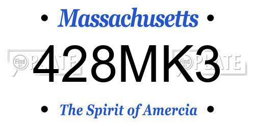 428MK3 Massachusetts License Plate