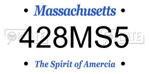 428MS5 Massachusetts License Plate