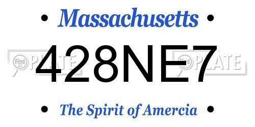 428NE7 Massachusetts License Plate