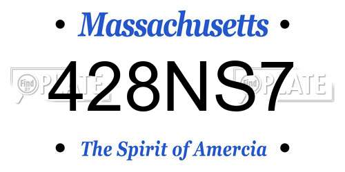 428NS7 Massachusetts License Plate