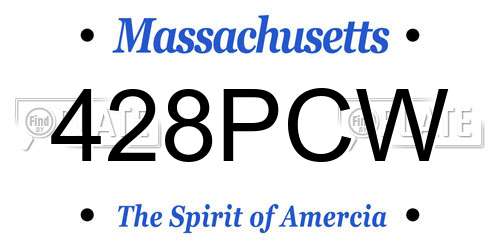 428PCW Massachusetts License Plate