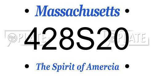 428S20 Massachusetts License Plate