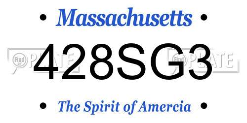 428SG3 Massachusetts License Plate