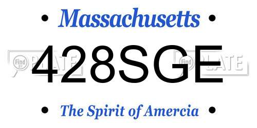 428SGE Massachusetts License Plate