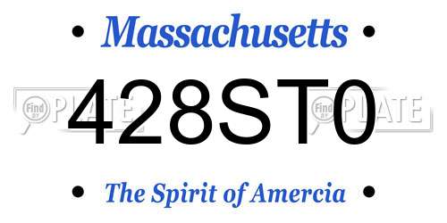 428ST0 Massachusetts License Plate