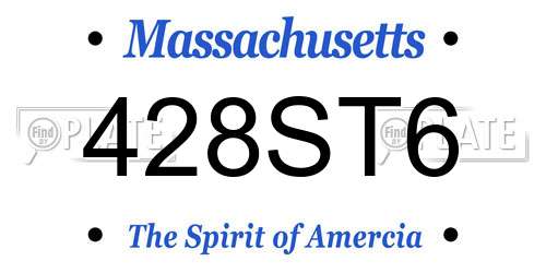428ST6 Massachusetts License Plate