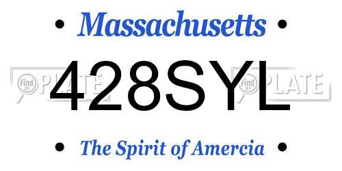 428SYL Massachusetts License Plate
