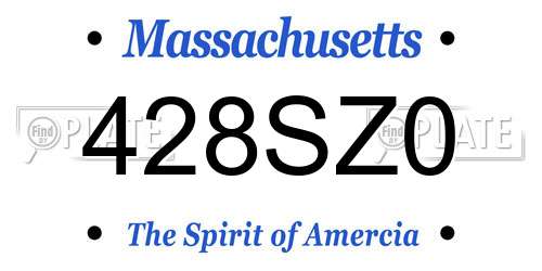 428SZ0 Massachusetts License Plate