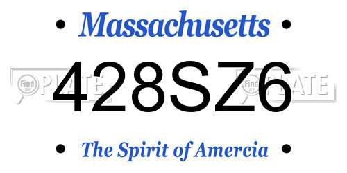 428SZ6 Massachusetts License Plate